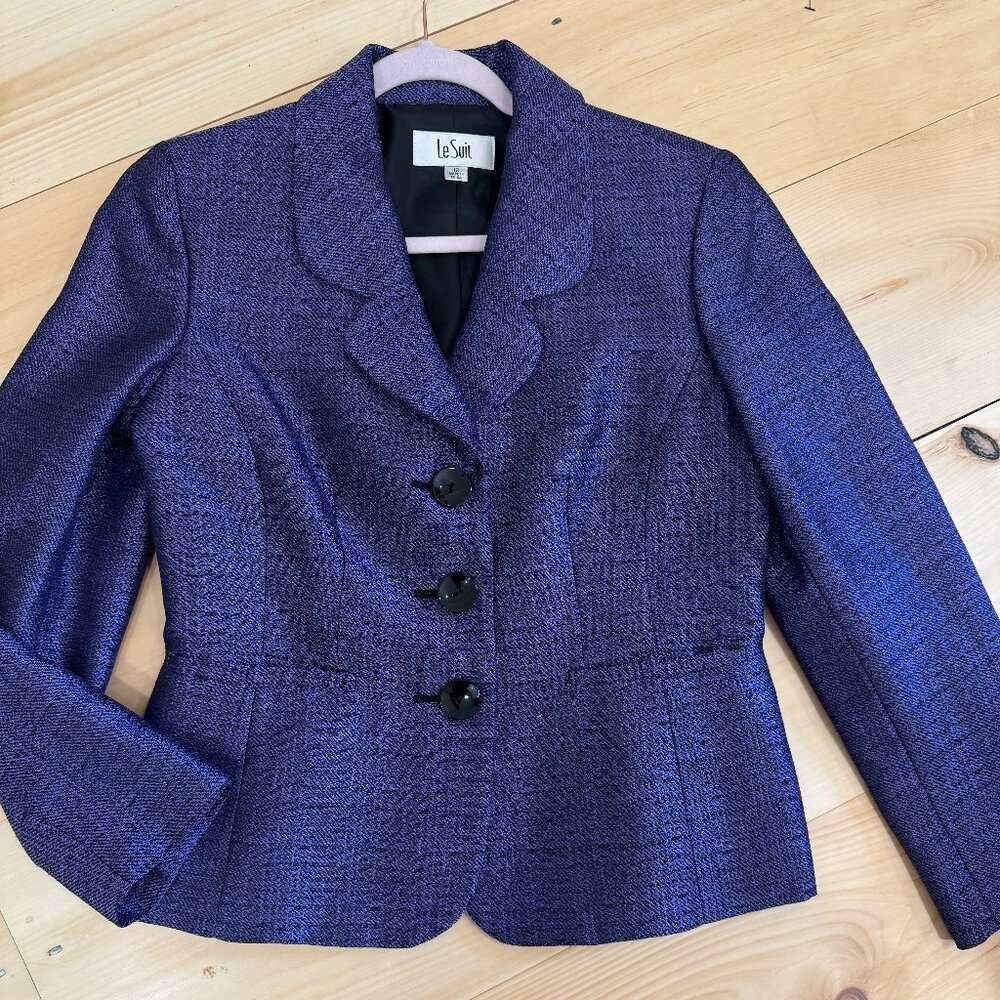 Women’s Vintage Purple Textured Blazer Le Suit Blazer Size 12 P